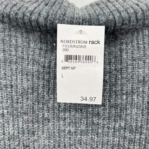 John & Jenn Varsity Stripe Gray Pink Mock Neck Pullover Sweater Top Large NEW - Picture 8 of 11